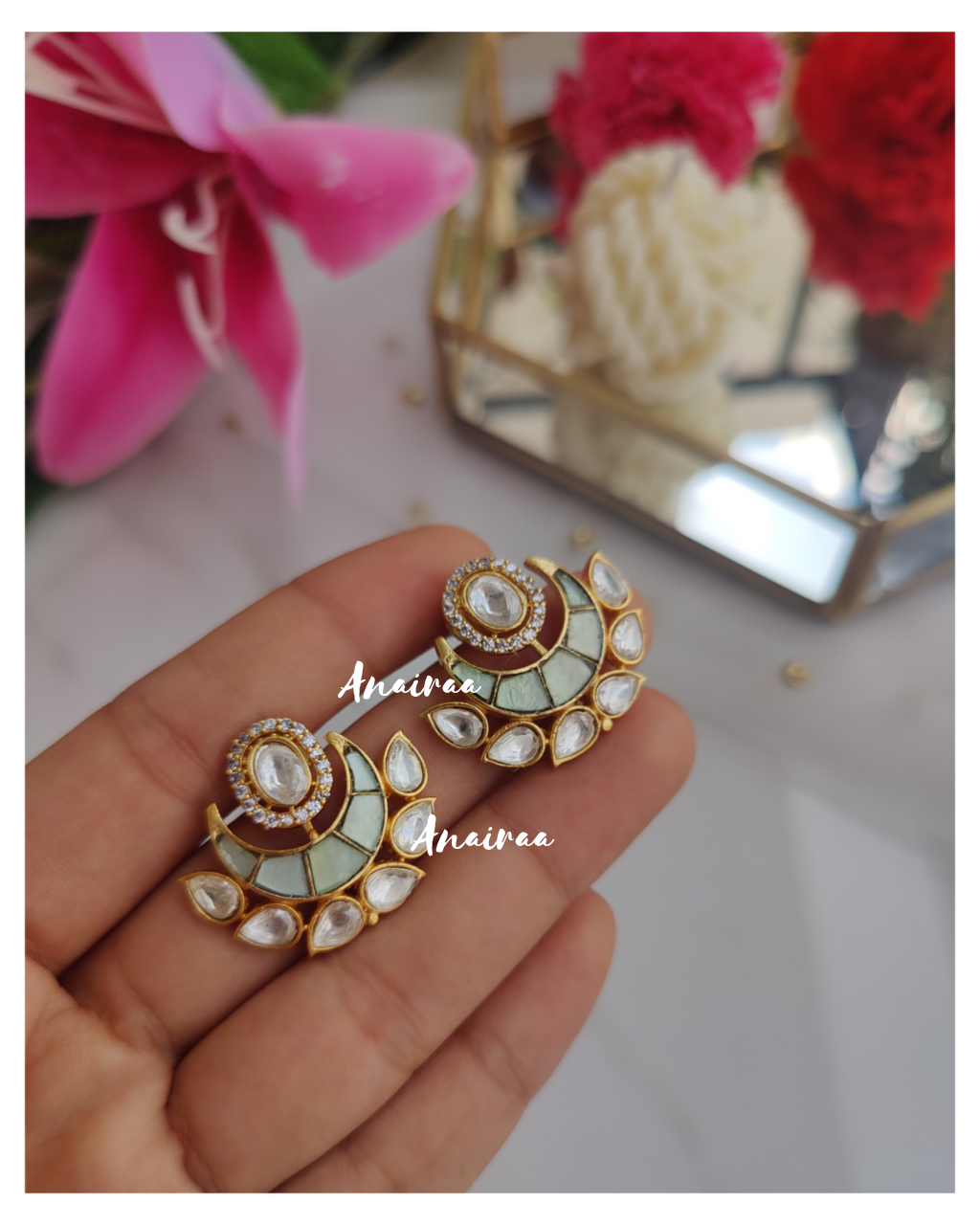 Polki chand studs