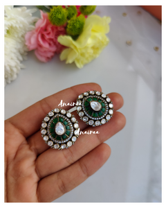 Emerald polki mossanite studs