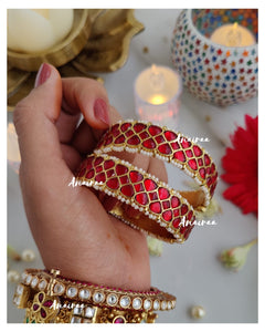 Pachi Kundan openable bangles