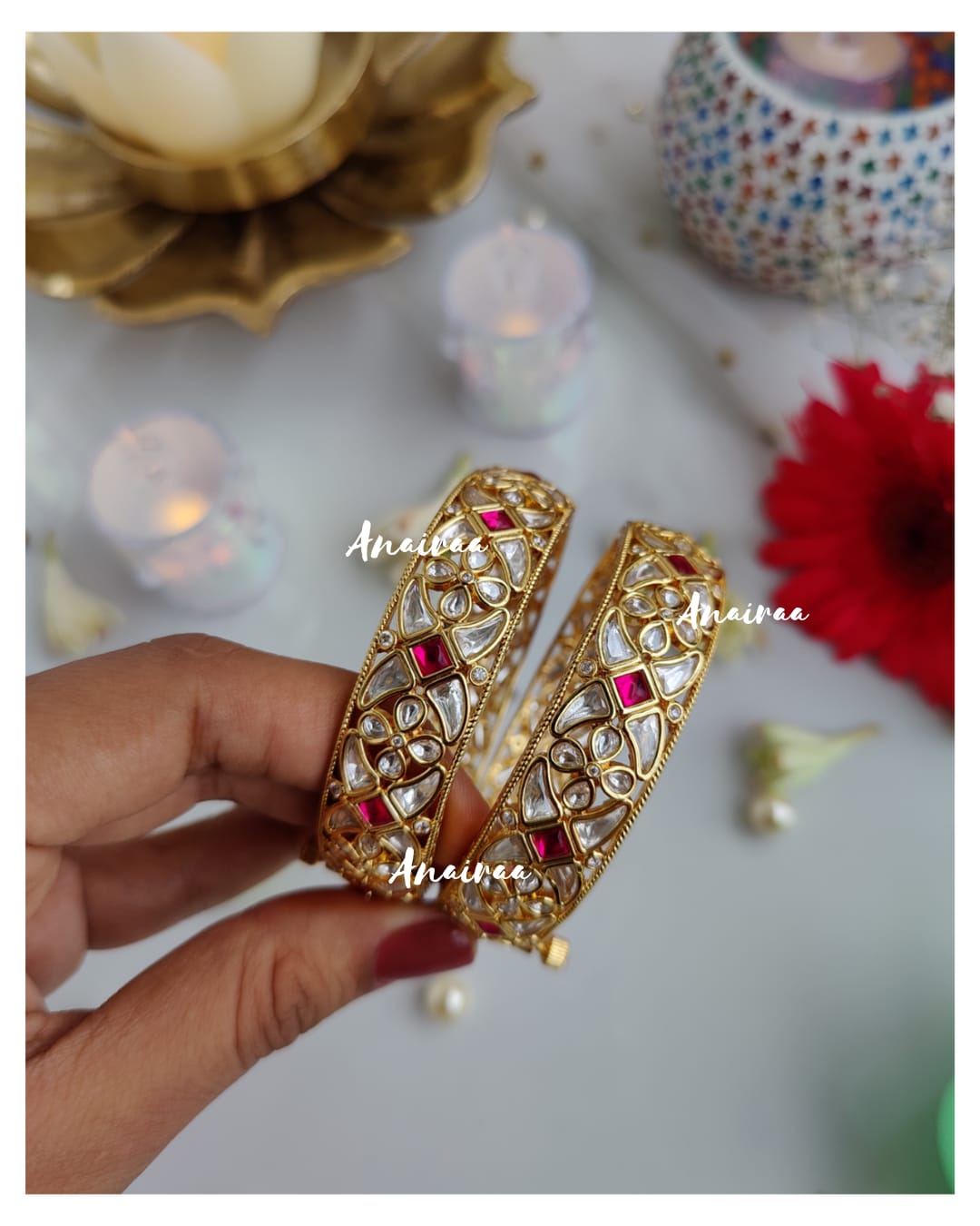 Polki Indian Bridal Openable Bangles