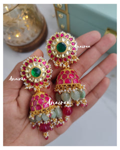 Ruby Pachi Kundan Jhumkas