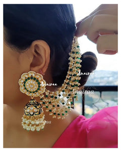 Green Meenakari Jhumkas