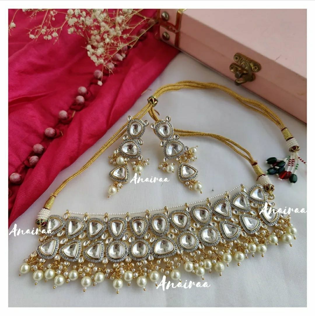 Polki set with Pearl Drops