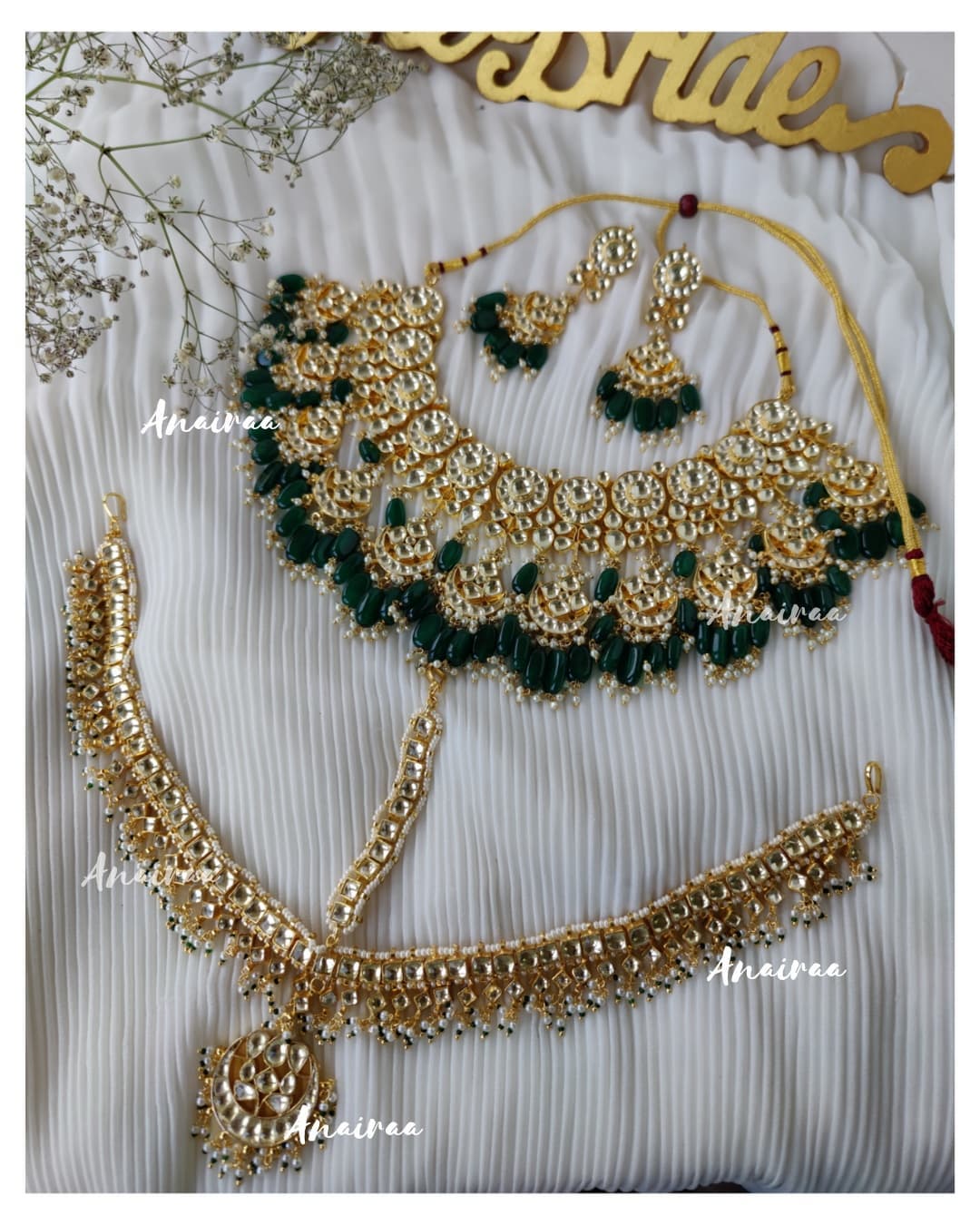 Rubina Emerald Beaded Bridal Set