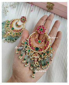 Kundan chandbalis earrings